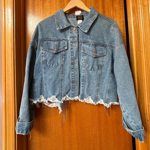 Mendocino Jean Jacket with Rhinestone Fringe - Picture 3 of 8